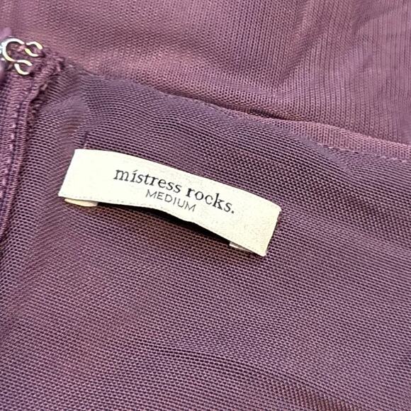 Mistress Rocks Womens Medium Purple Mesh Ruched Handkerchief Asymmetrical Dress - Picture 2 of 8